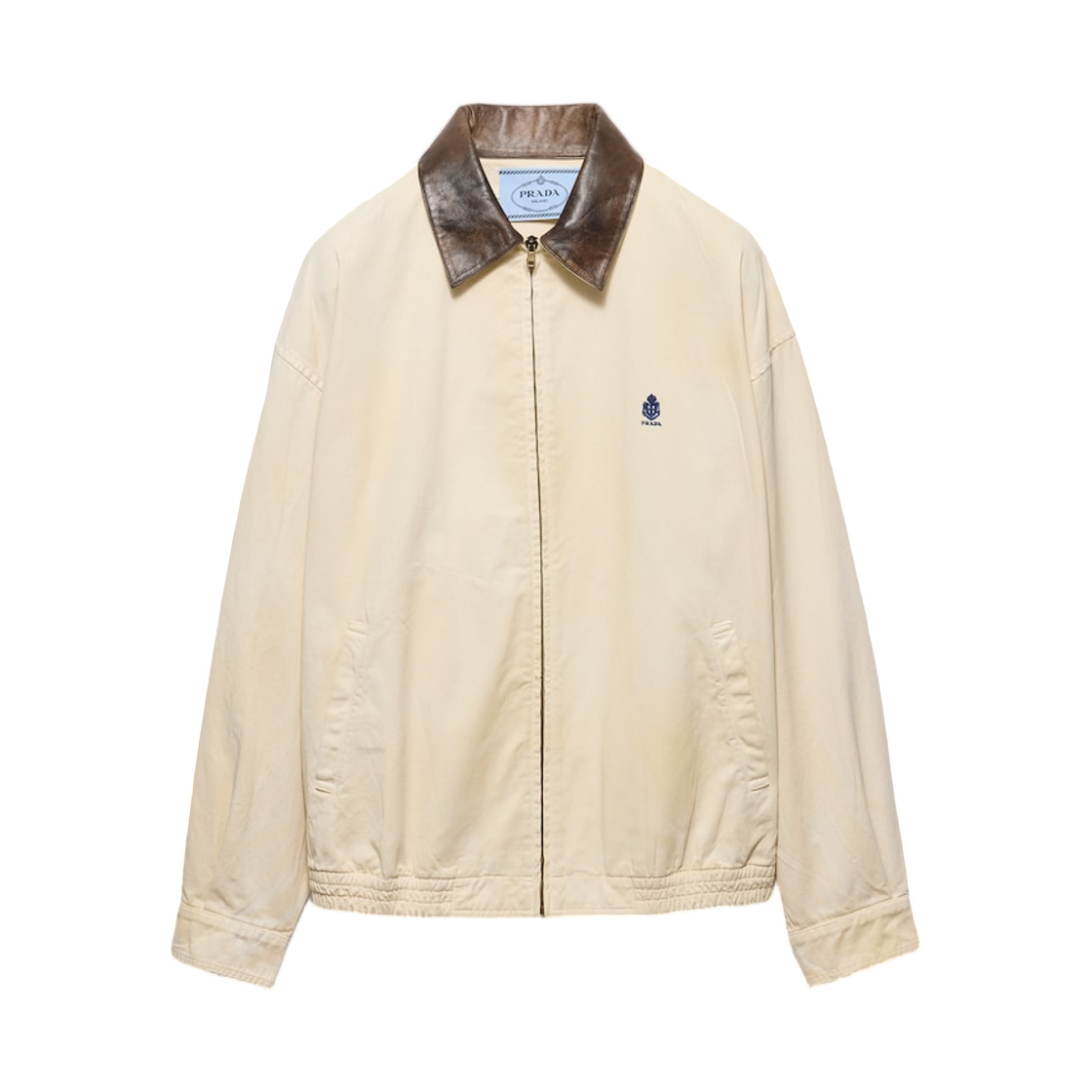 P8059E-192A-F0036 (W) Prada Embroidered Garment-Dyed Old Gabardine Blouson Jacket Sand Beige