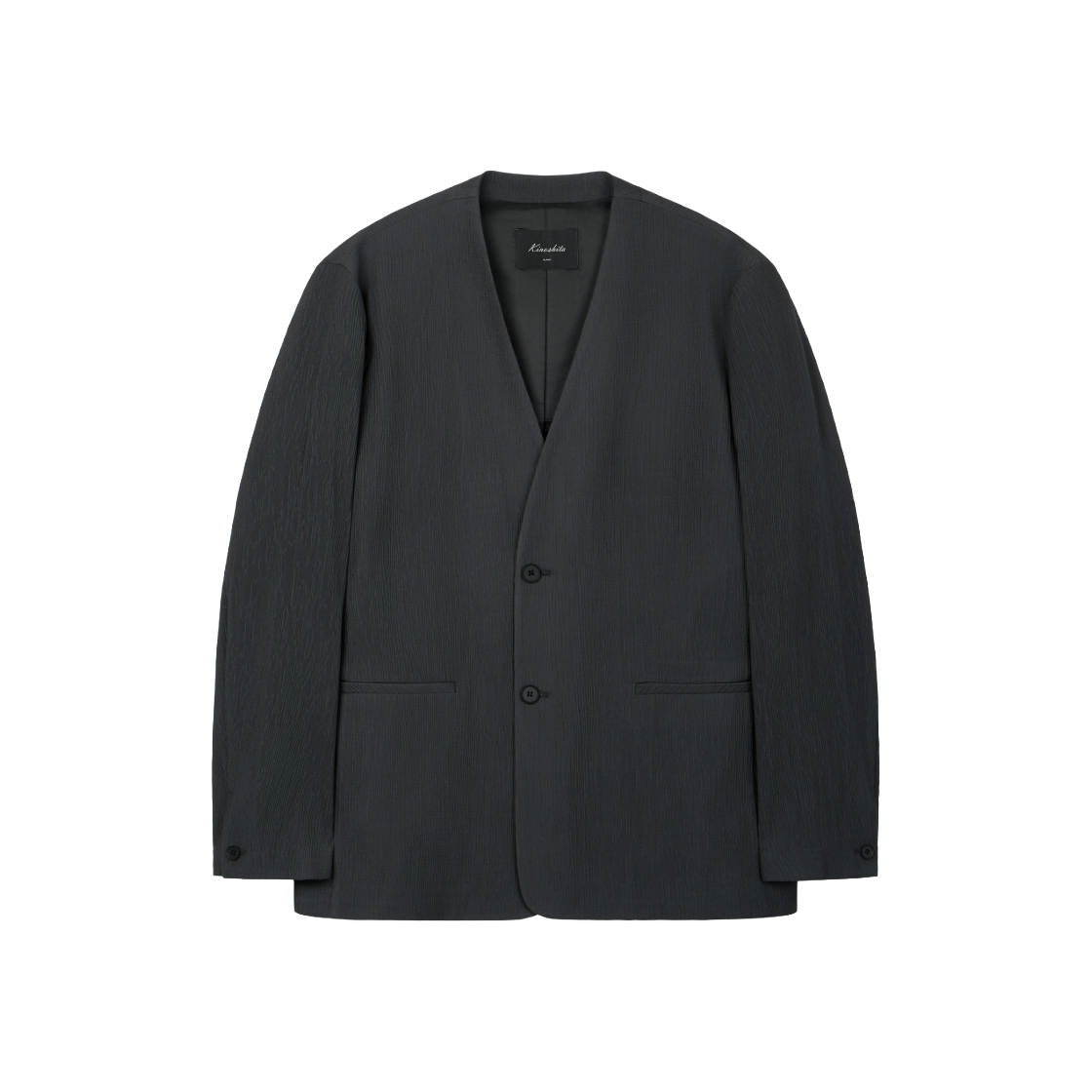 티엔지티 키노시타 시어서커 노카라 자켓 그레이(TNGT Kinoshita Seersucker Collarless Jacket Grey)
