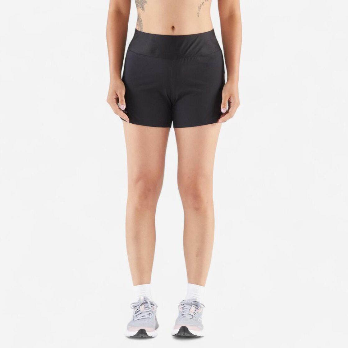 데카트론 여성 4인치 러닝 쇼츠 런 드라이 100 스모크 블랙(DECATHLON Women's 4" Running Shorts Run Dry 100 Smoke Black) - 3