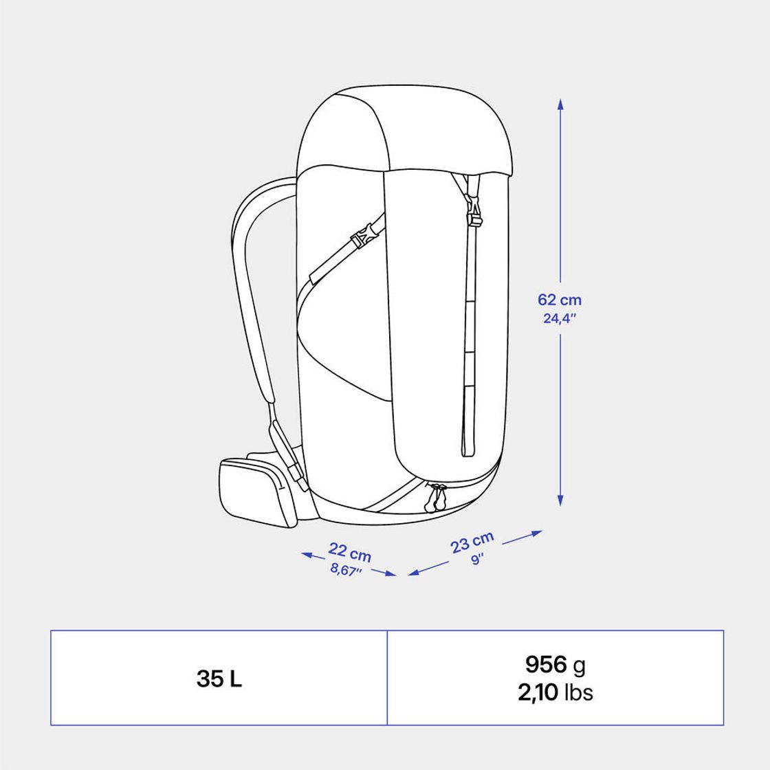데카트론 등산 백팩 35L MH100 스모크 블랙(DECATHLON Hiking Backpack 35L MH100 Smoked Black) - 4