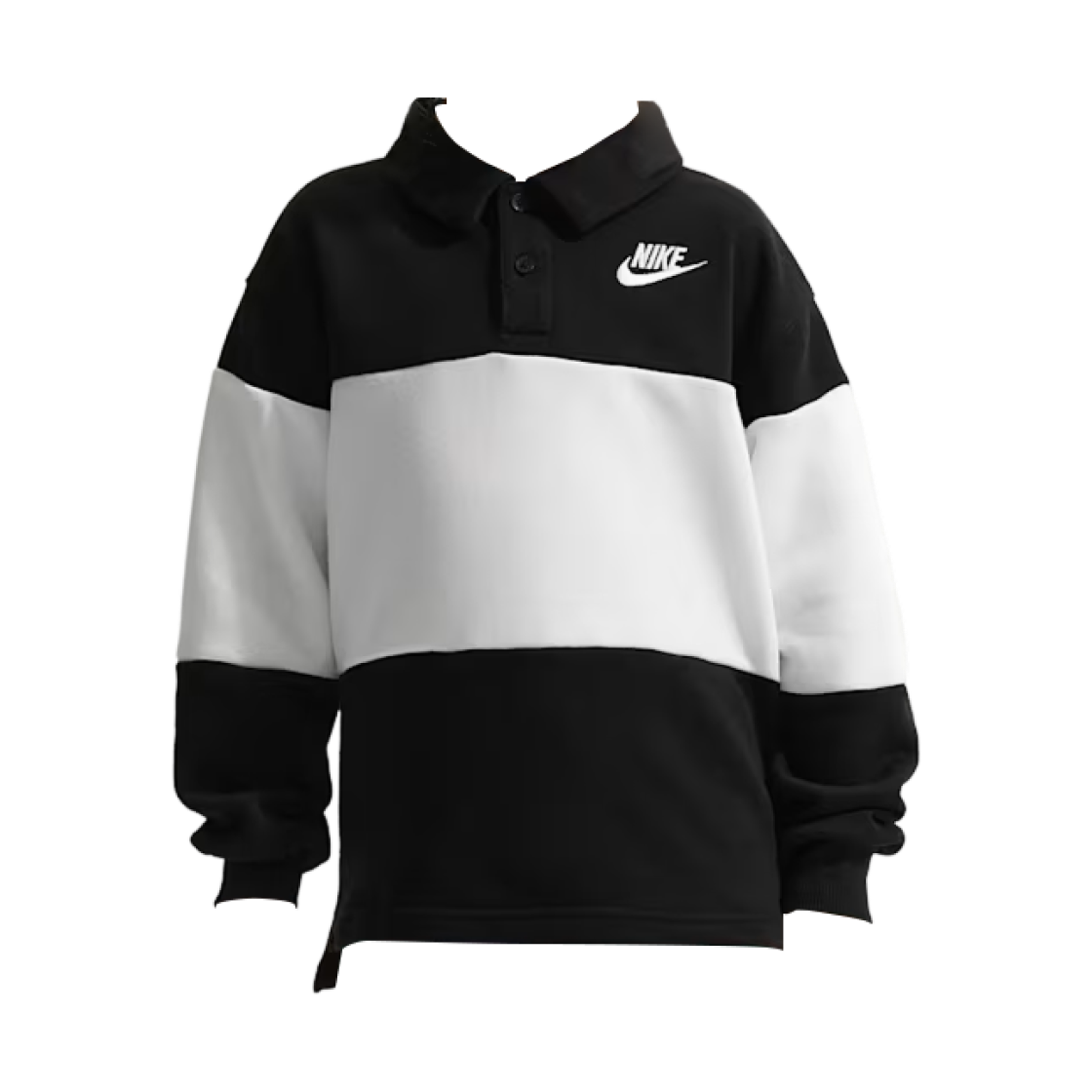 IU5347-010 / N606-023 (Kids) Nike Club French Terry Long Sleeve Rugby Polo Black