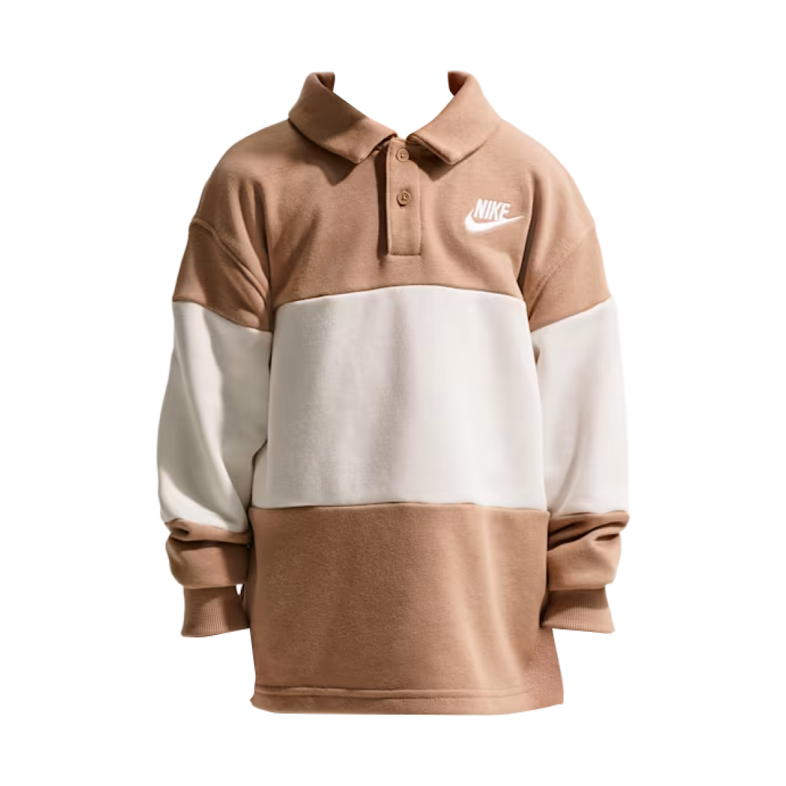 IU5347-200 (Kids) Nike Club French Terry Long Sleeve Rugby Polo Hemp (IU5347-200)