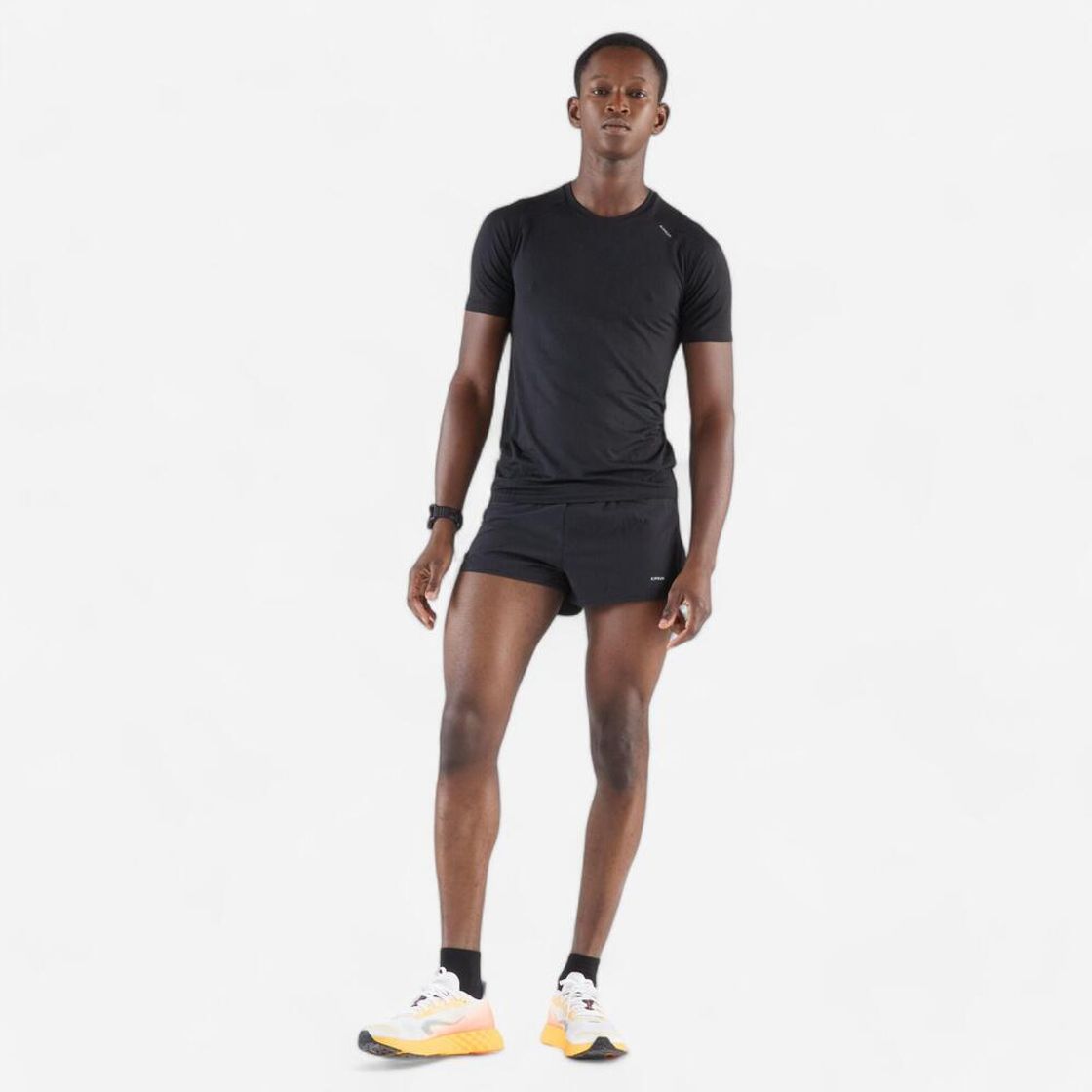 데카트론 남성 3인치 러닝 쇼츠 500 스플릿(브리프 내장) 스모크 블랙(DECATHLON Men's 3" Running Shorts 500 Split (Built-in Briefs) Smoke Black) - 3