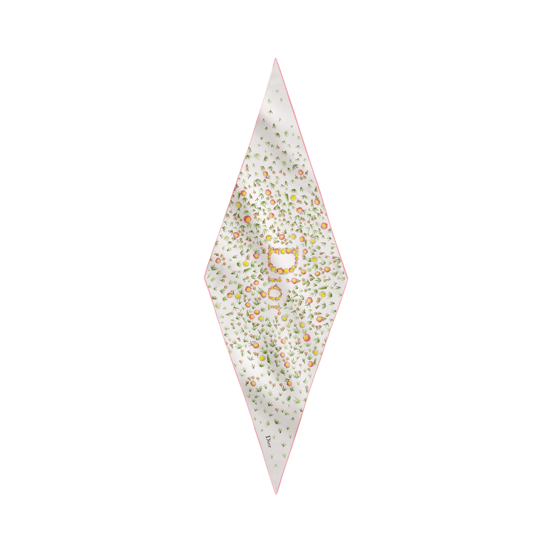 62TD101I6070-C974 (W) Dior Daisy Garden Dior Diamond Scarf Silk Twill Ecru Multicolor