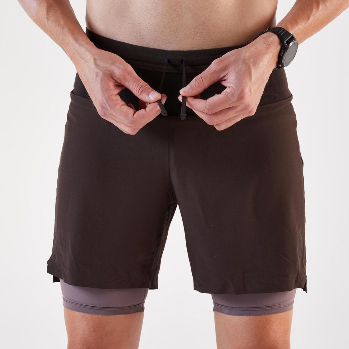데카트론 남성 9인치 트레일러닝 투인원 쇼츠 런 울트라 900 카카오 브라운(DECATHLON Men's 9" Trail Running 2-in-1 Shorts Run Ultra 900 Cacao Brown) - 4