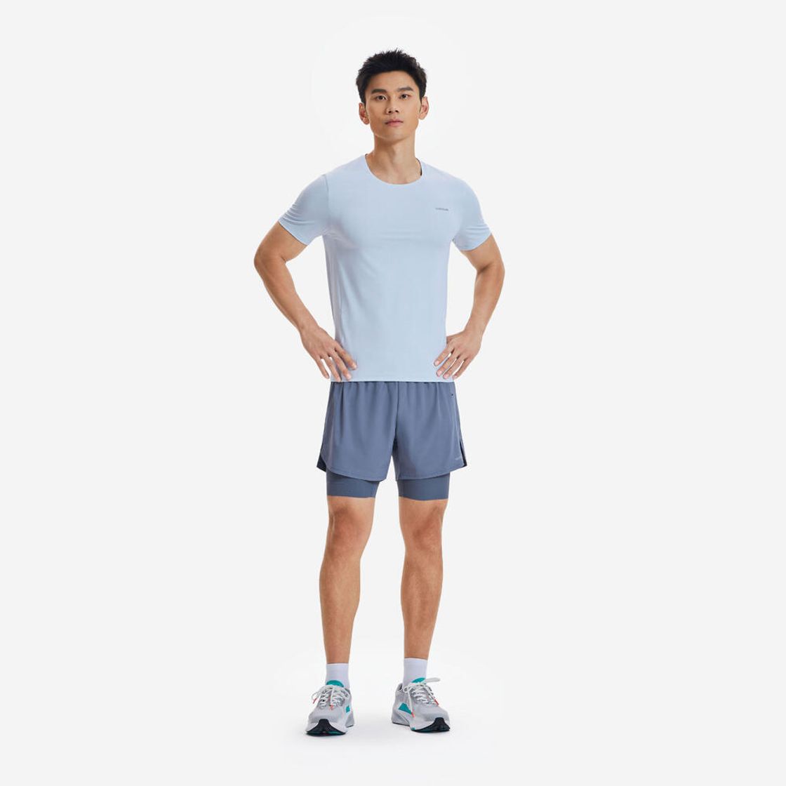 데카트론 남성 5인치 러닝 투인원 쇼츠 런 500 콘크리트 그레이(DECATHLON Men's 5" Running 2-in-1 Shorts Run 500 Concrete Grey) - 8