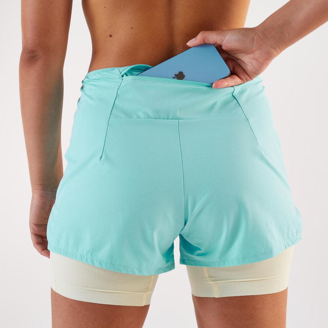 데카트론 여성 3인치 러닝 투인원 쇼츠 런 500 라군 블루(DECATHLON Kiprun Women's Running 2in1 Shorts Run 500 Lagoon Blue) - 6