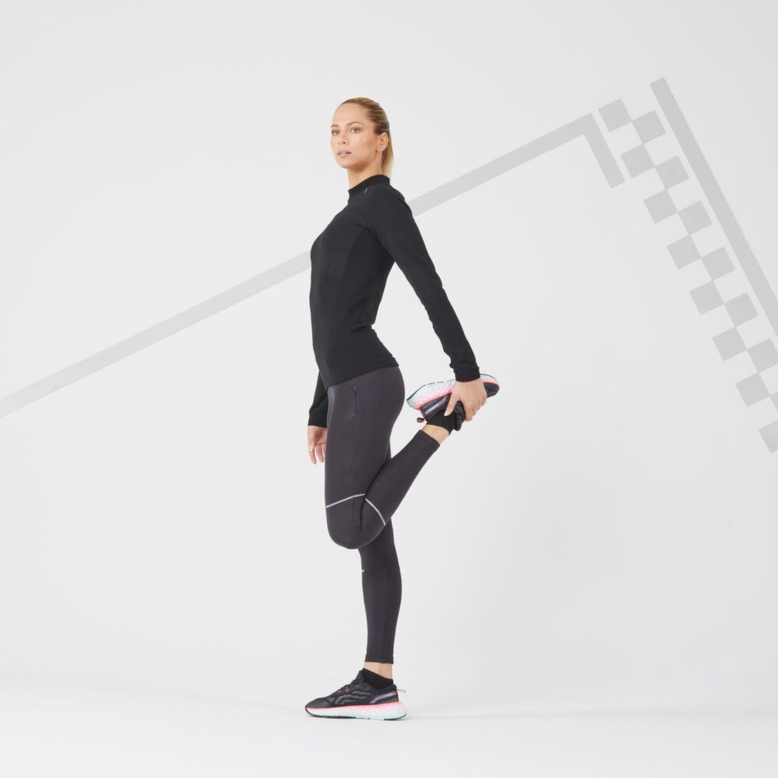 데카트론 여성 러닝 심리스 긴팔 티 런 스킨케어 500 스모크 블랙(DECATHLON Women's Running Seamless Long-Sleeved T-Shirt Run Skincare 500 Smoke Black) - 10