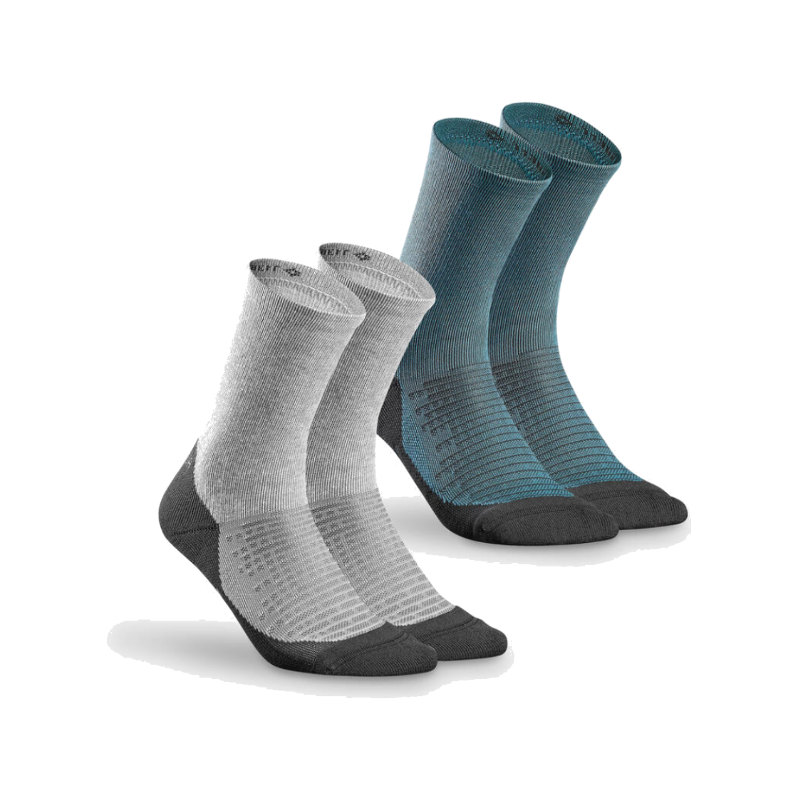 8786365 DECATHLON Hiking High Socks 2 Pairs Hike 100 Slate Blue