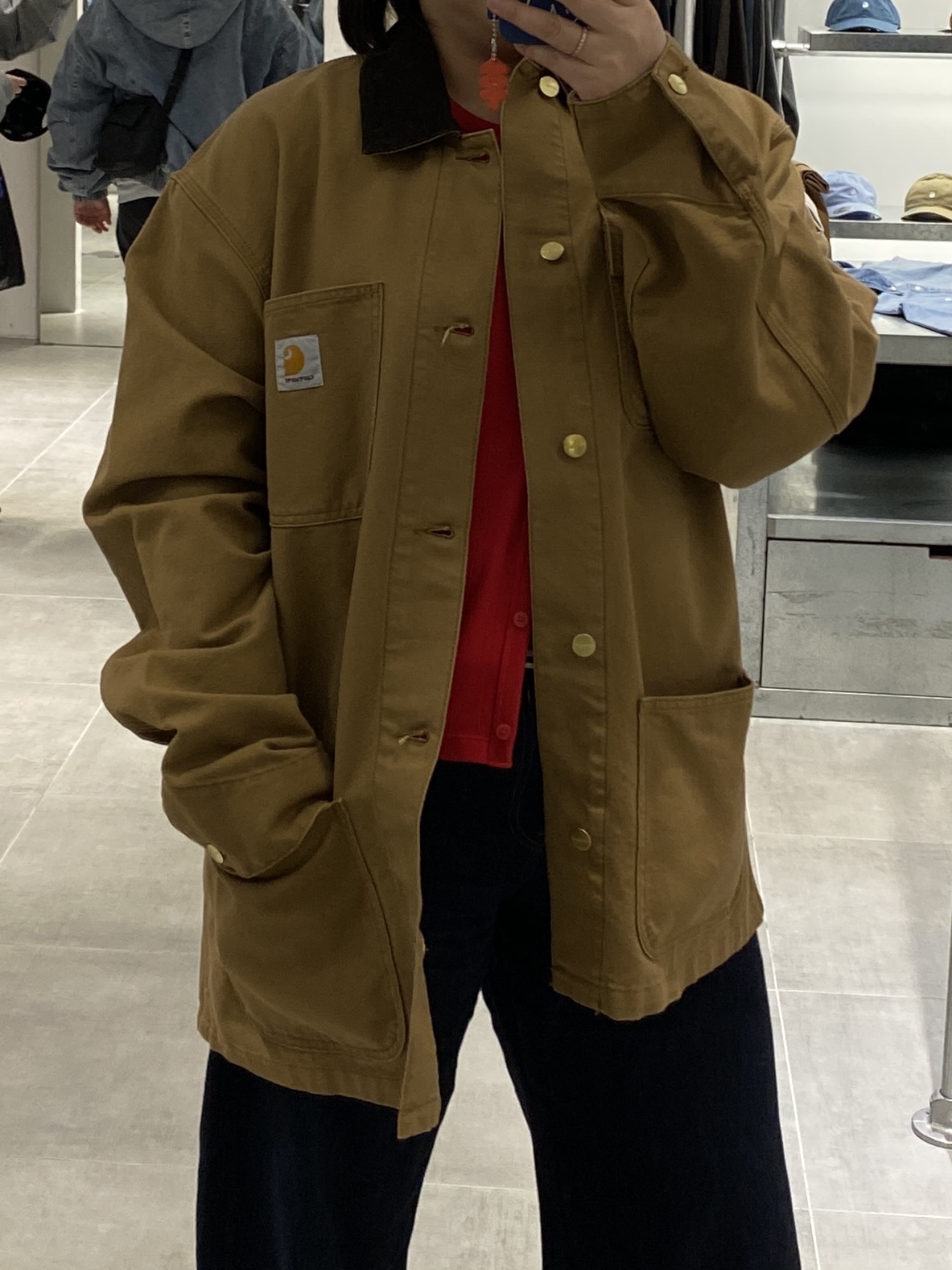 Carhartt WIP Dearborn Canvas (unlined) Michigan Chore Coat Hamilton Brown - Spring 착용 스타일