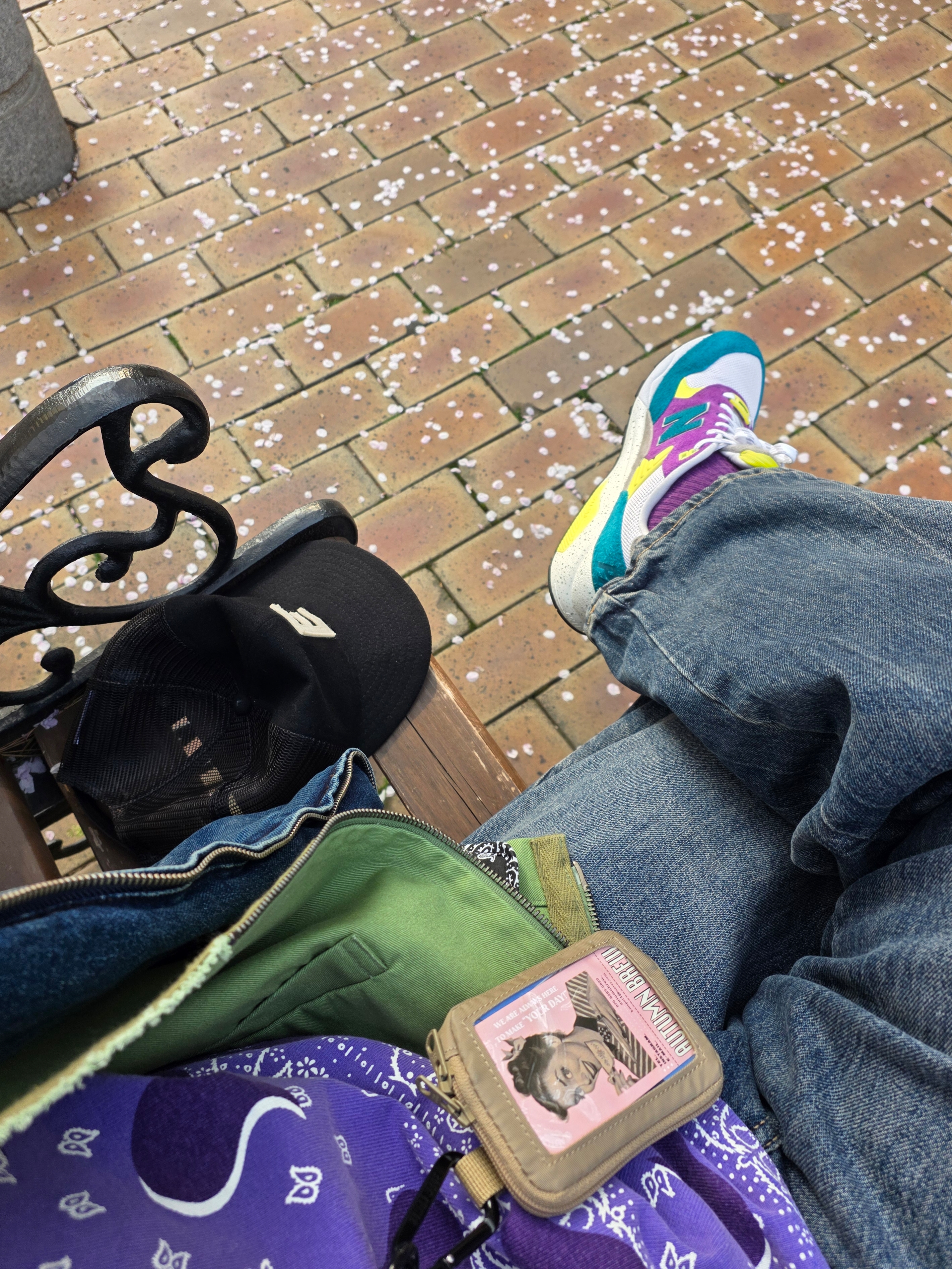 New Balance x Palace MT580 Shaded Spruce Pansy, Human Made Military Card Case Beige 착용 스타일 - 1