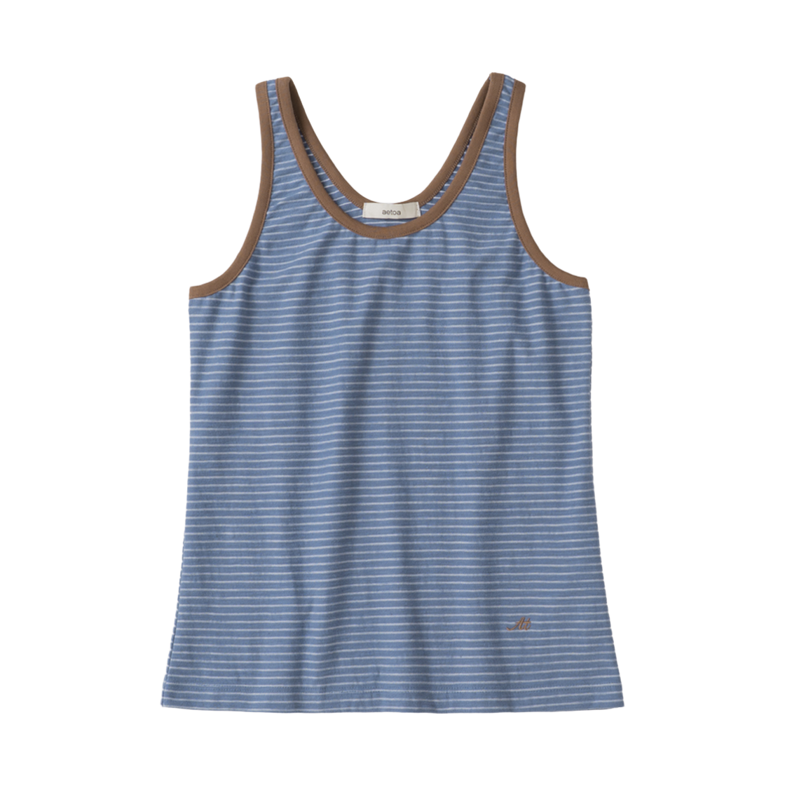 에토아 스트라이프 슬리브리스 탑 블루(aetoa Striped Sleeveless Top Blue)