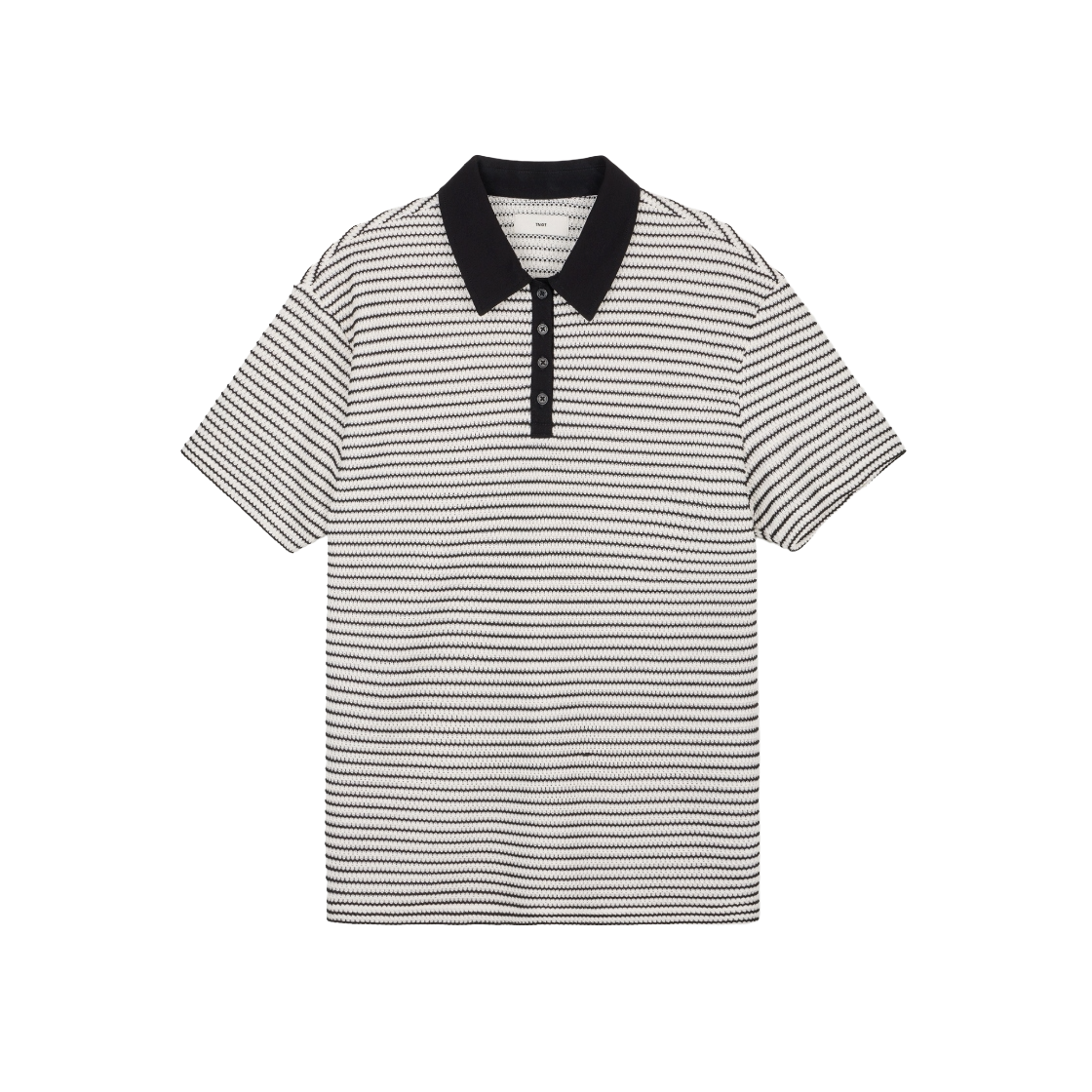 티엔지티 크로셰 스트라이프 폴로 티셔츠 블랙(TNGT Crochet Striped Polo Black)