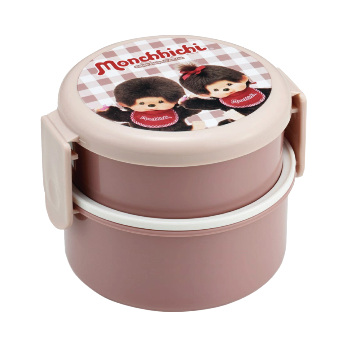 몬치치 스케이터 몬치치 원형 2단 도시락 포크포함(Monchhichi Skater Monchhichi Round Lunch Box)