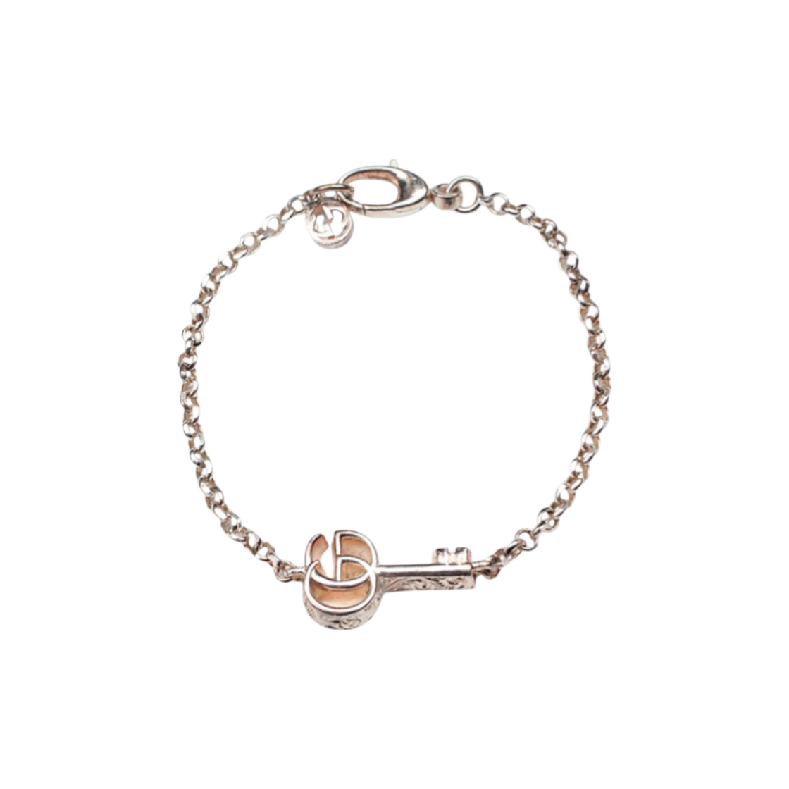 ITC89VN28MAH Gucci Logo Key 925 Silver Chain Bracelet