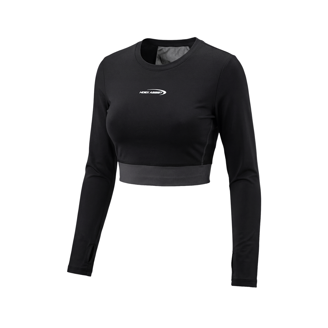 에이치덱스 어시스트 매쉬 레이어 백 크롭탑 블랙(HDEX Assist Mesh Layer Back Crop Top)