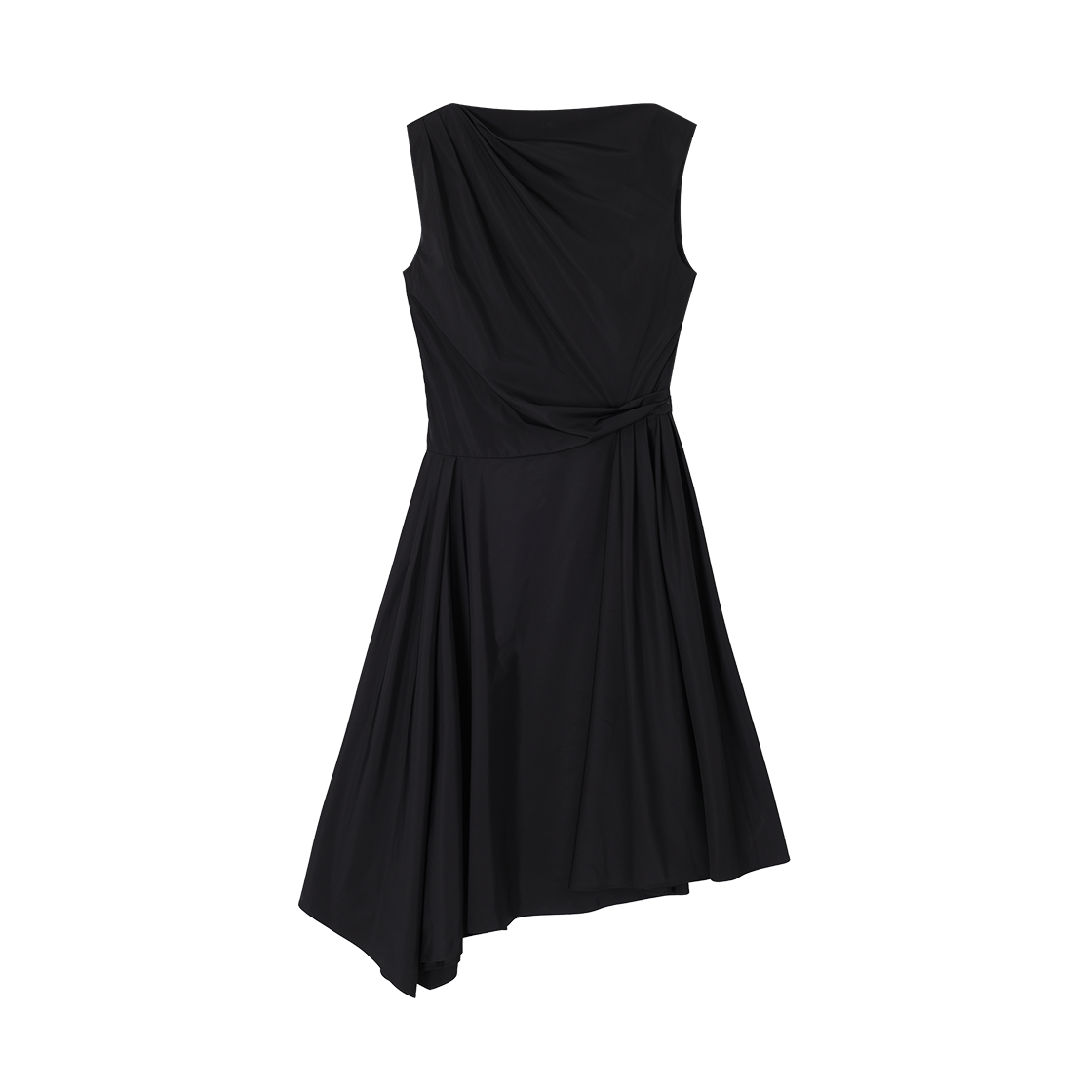 (W) 송지오 어시메트릭 드레이프 원피스 블랙((W) SONGZIO Asymmetric Drape One Piece Black) - 2