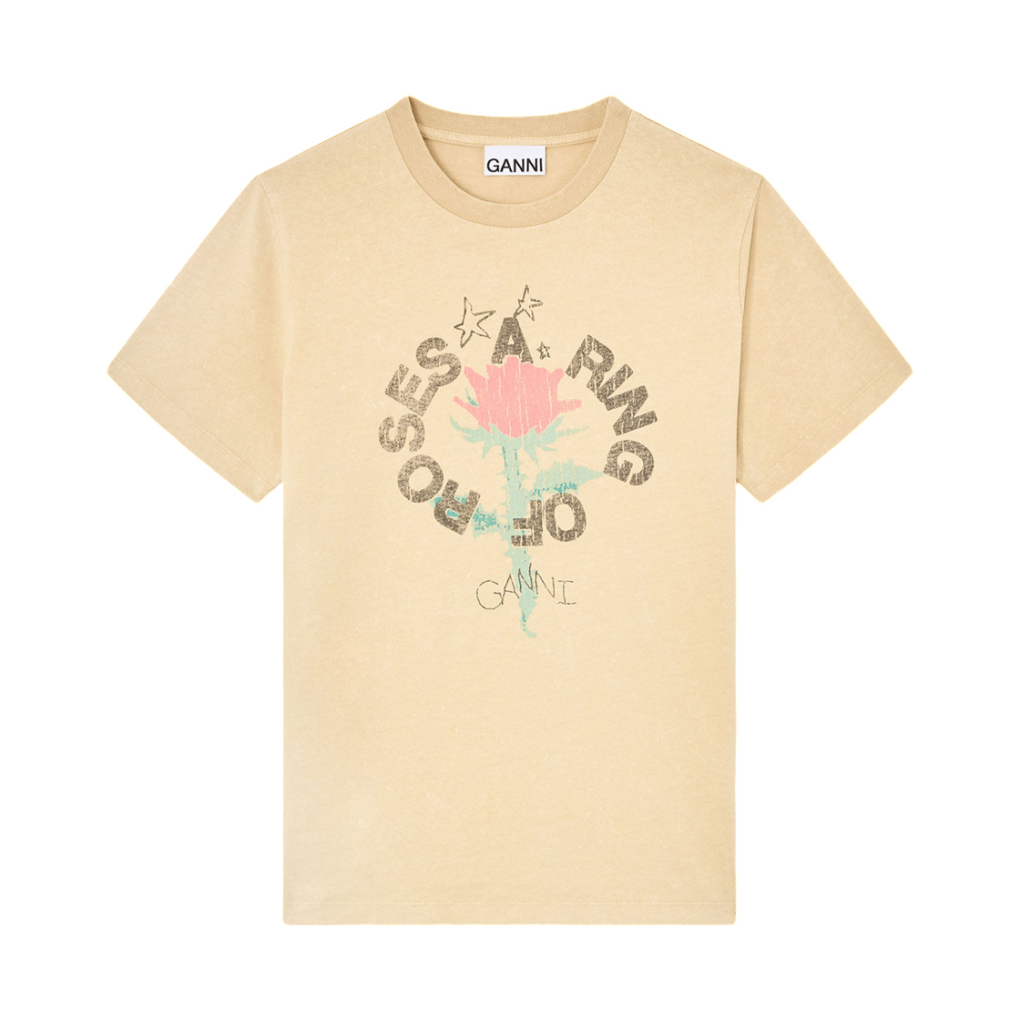 A1050152-883 (W) Ganni T-Shirt with Rose Safari