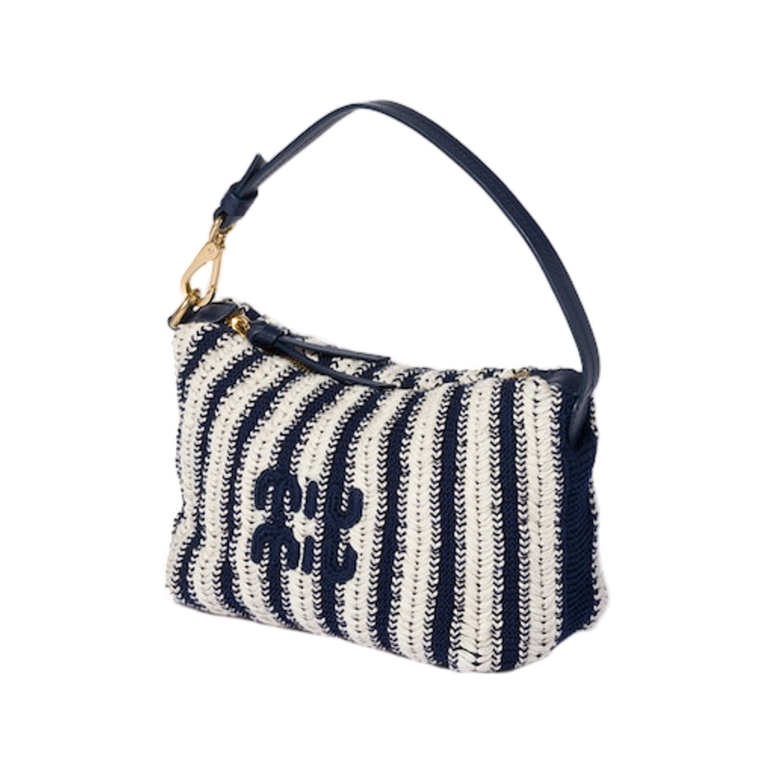 미우 미우 크로쉐 앤 레더 파우치 블루 초크 화이트(Miu Miu Crochet and Leather Pouch Blue Chalk White) - 2