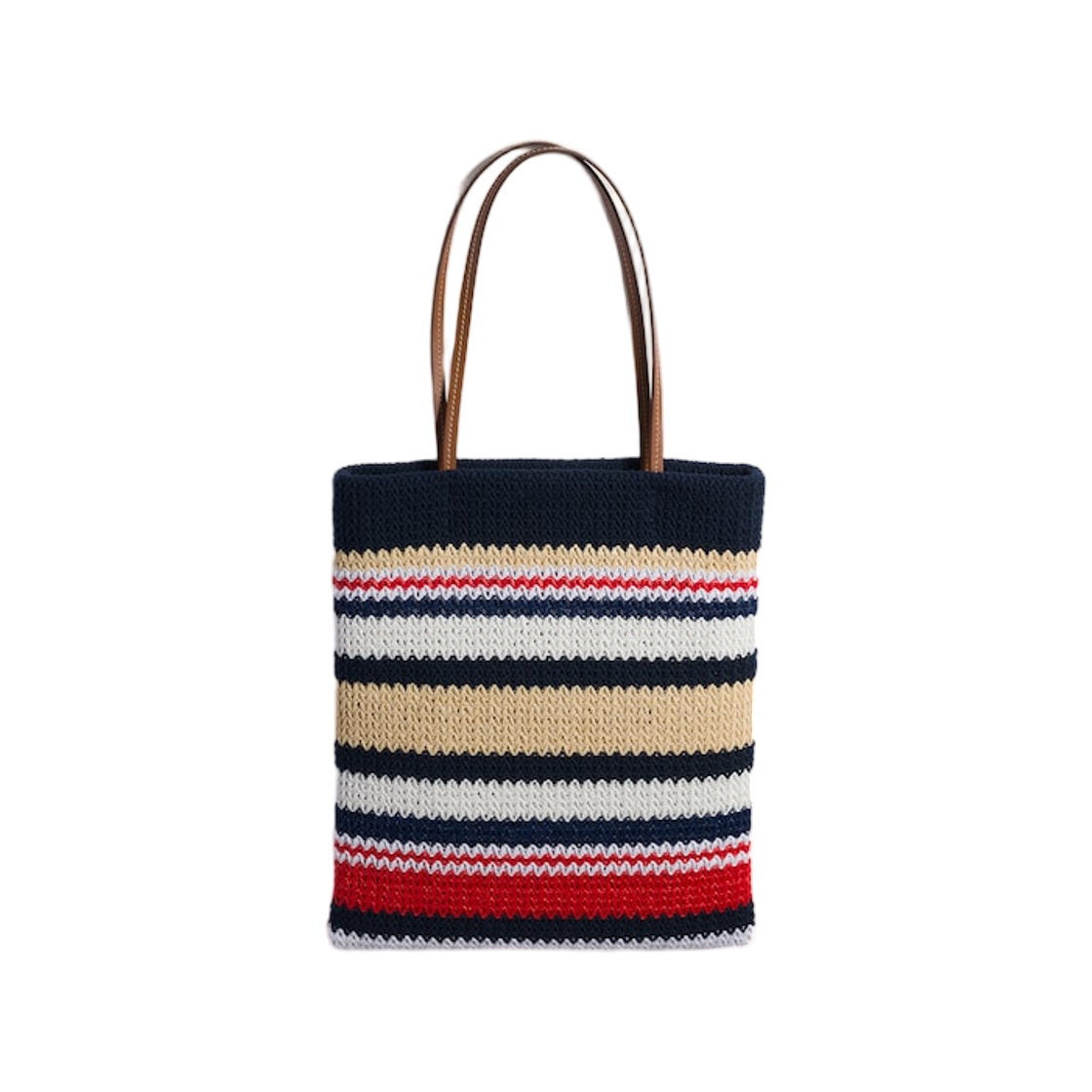 미우 미우 라피아 이펙트 우븐 토트백 블루 레드 내츄럴(Miu Miu Raffia Effect Woven Tote Bag Blue Red Natural) - 3