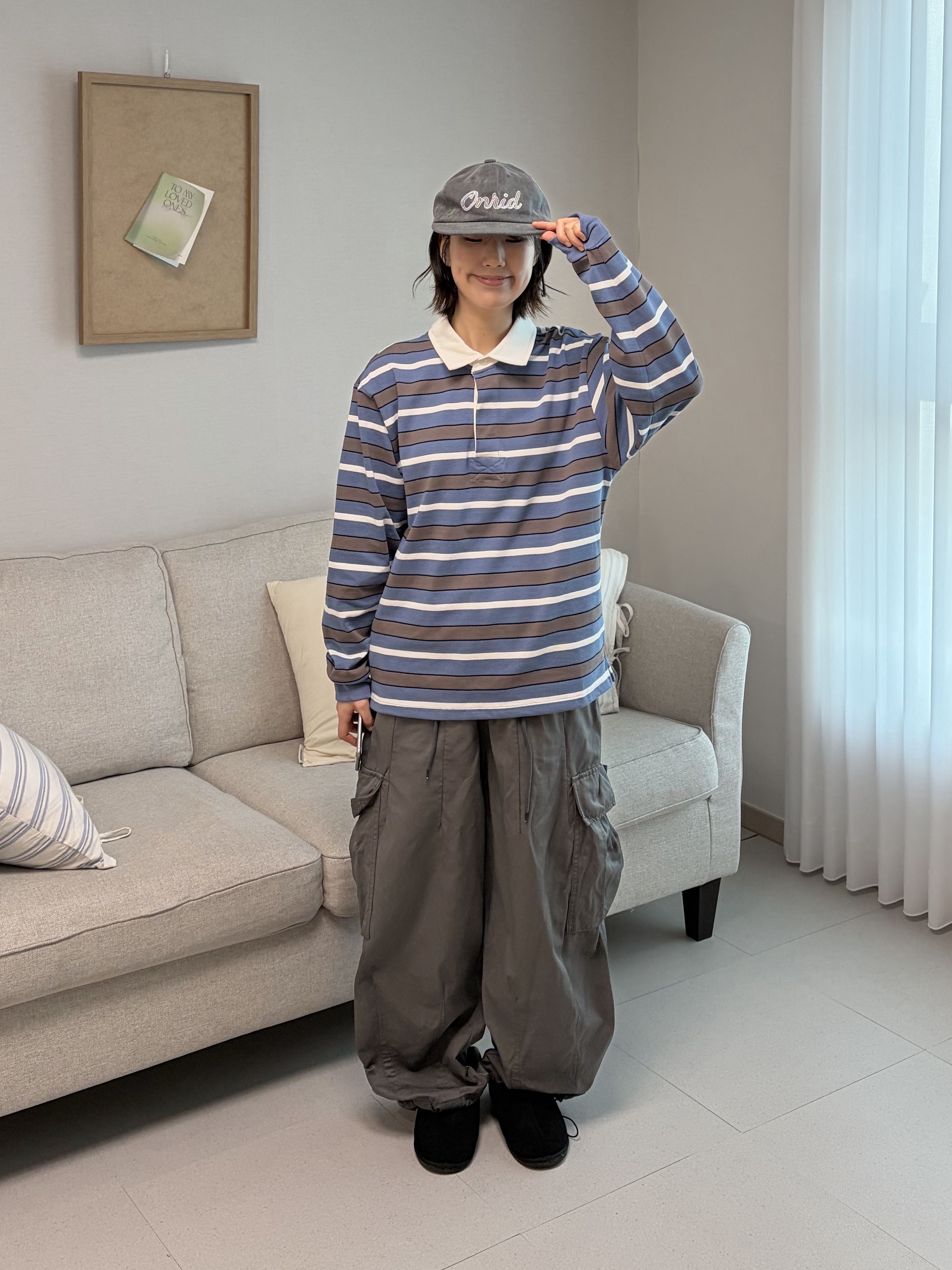 Helinox Wear 6-Panel Light Camp Cap Dark Gray, [KREAM 단독] Flavorism VTG Washed Cargo Pants Washed Charcoal 착용 스타일 - 3
