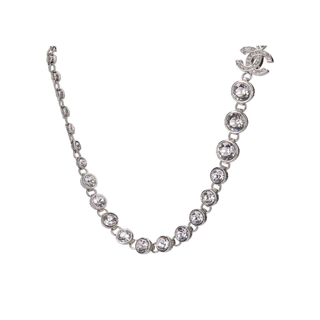 IT6C67DG69Q9 Chanel ABA625 Necklace Metal Glass Pearl Strass & Silver Pearly White Crystal