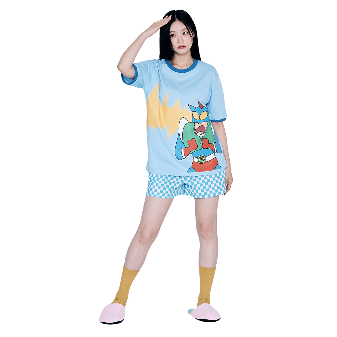댄꼼마 X 짱구 액션빔! 액션가면 야광 반팔 티셔츠(DANCOMMA x Crayon Shin-chan Action Beam! Action Mask Glow-in-the-Dark Short Sleeve T-Shirt) - 3