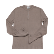 MJD Slim-Fit Fingerhole Henry Neck Long Sleeve Taupe