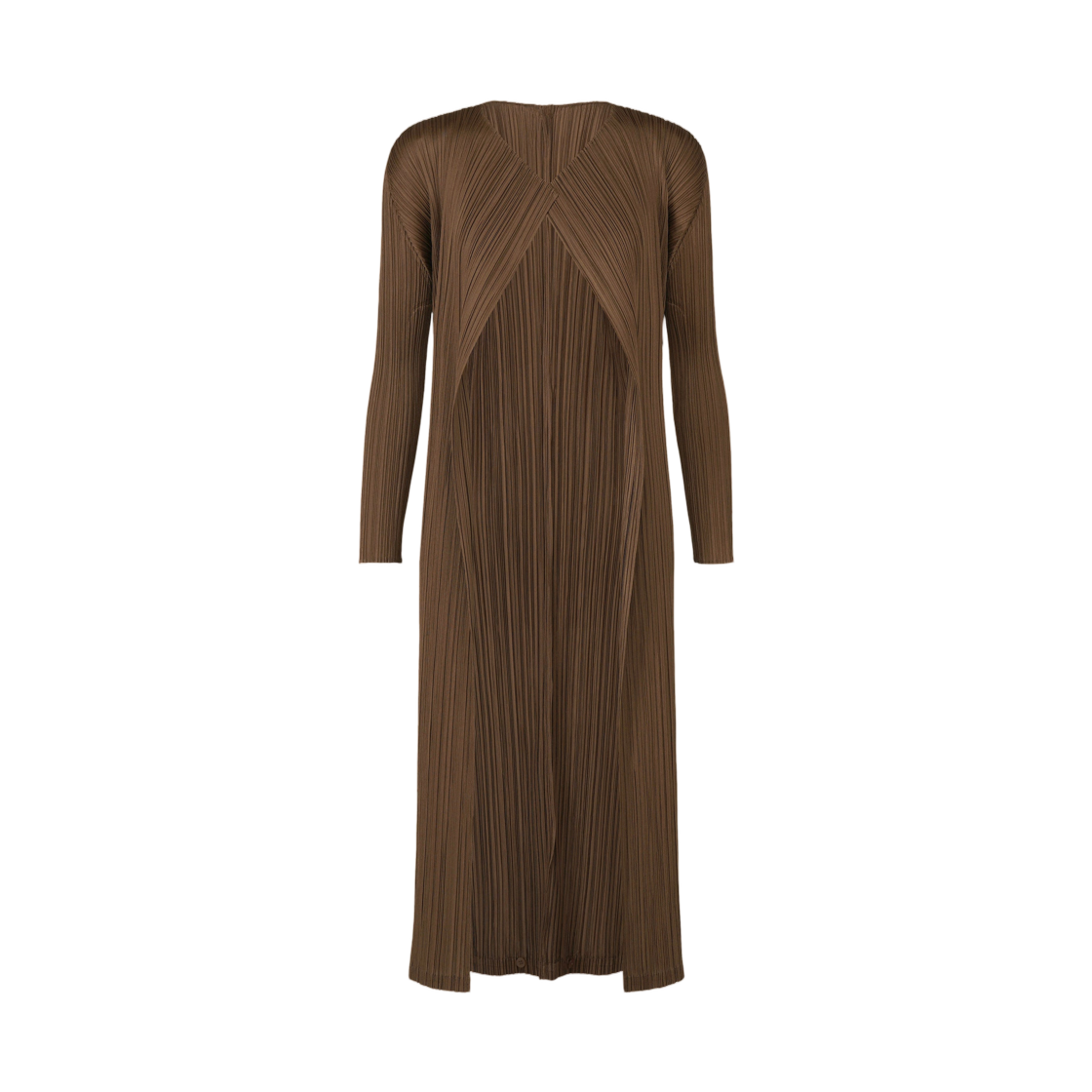PP61-JO592-44 (W) Pleats Please Issey Miyake Swing Solid Cardigan Brown