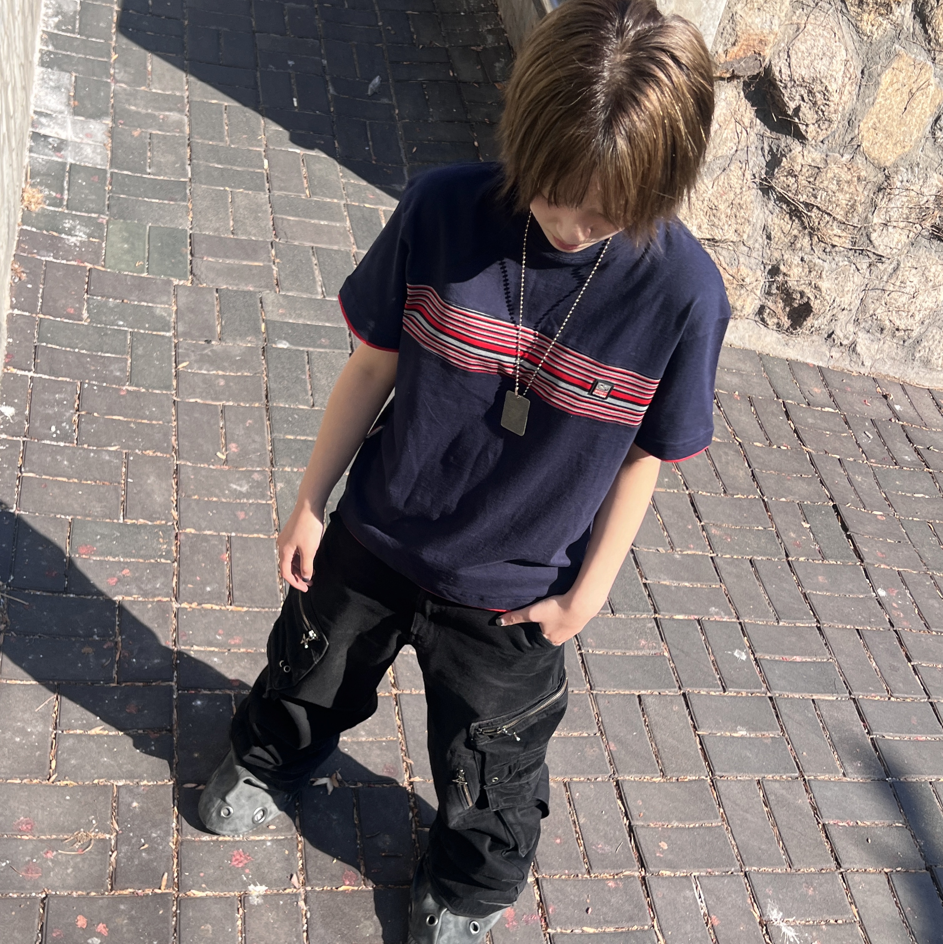 SPORT CHAMBER Spectrum T-shirt NAVY 착용 스타일 - 4