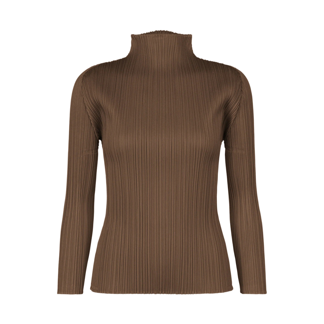 (W) 플리츠 플리즈 이세이 미야케 뉴 컬러풀 베이직 4 탑 브라운((W) Pleats Please Issey Miyake New Colorful Basics 4 Top Brown) - 1