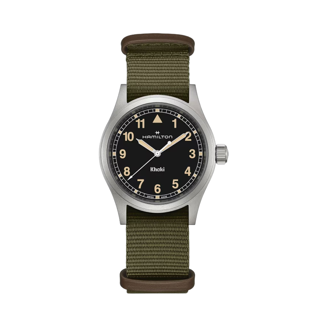 [17% 쿠폰] 해밀턴 카키 필드 쿼츠 38mm 나토 스트랩 블랙 그린([17% 쿠폰] Hamilton Khaki Field Quartz 38mm Nato Strap Black Green) - 1