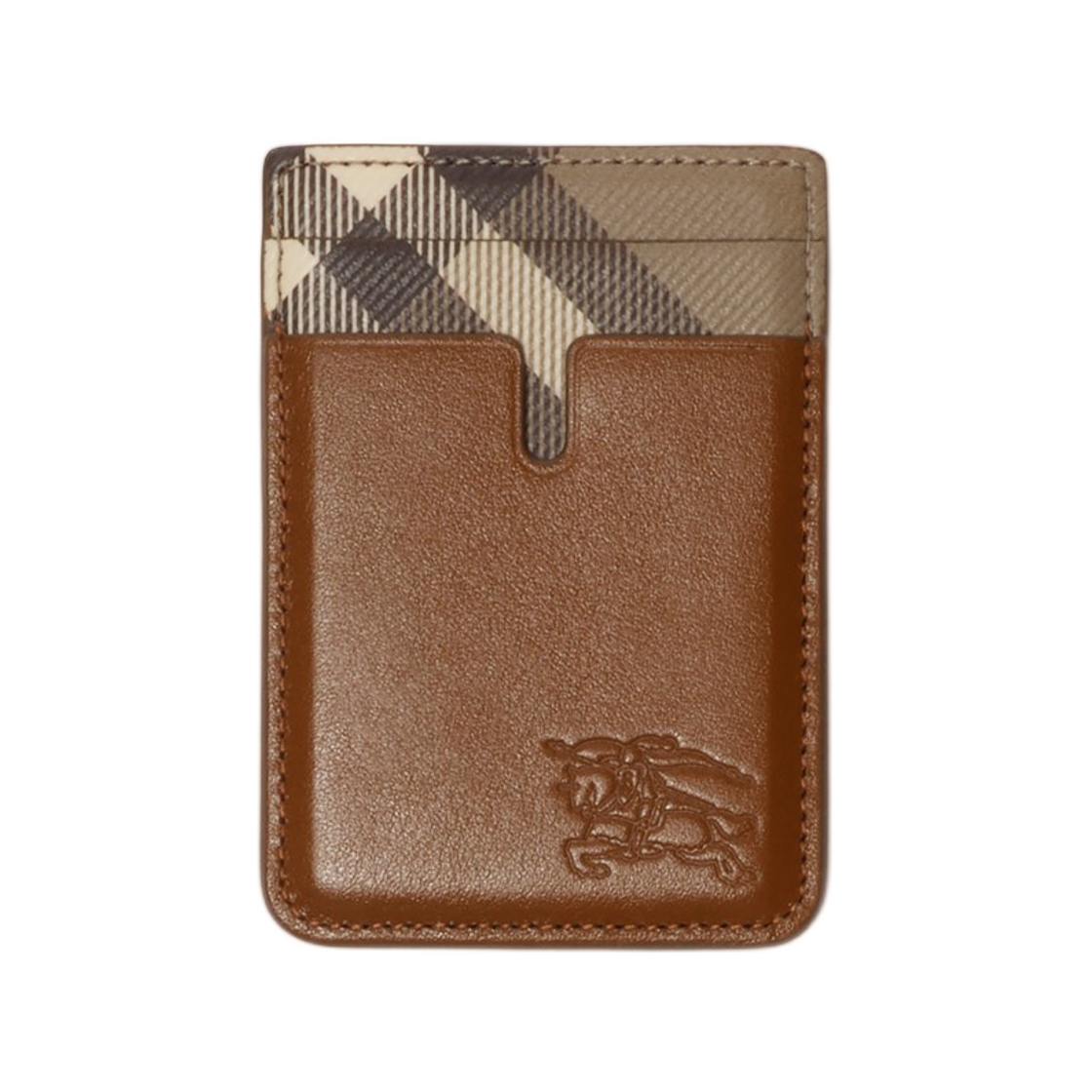 8127570 Burberry Pop Check Magnetic Card Case Finch Brown Hazel Brown