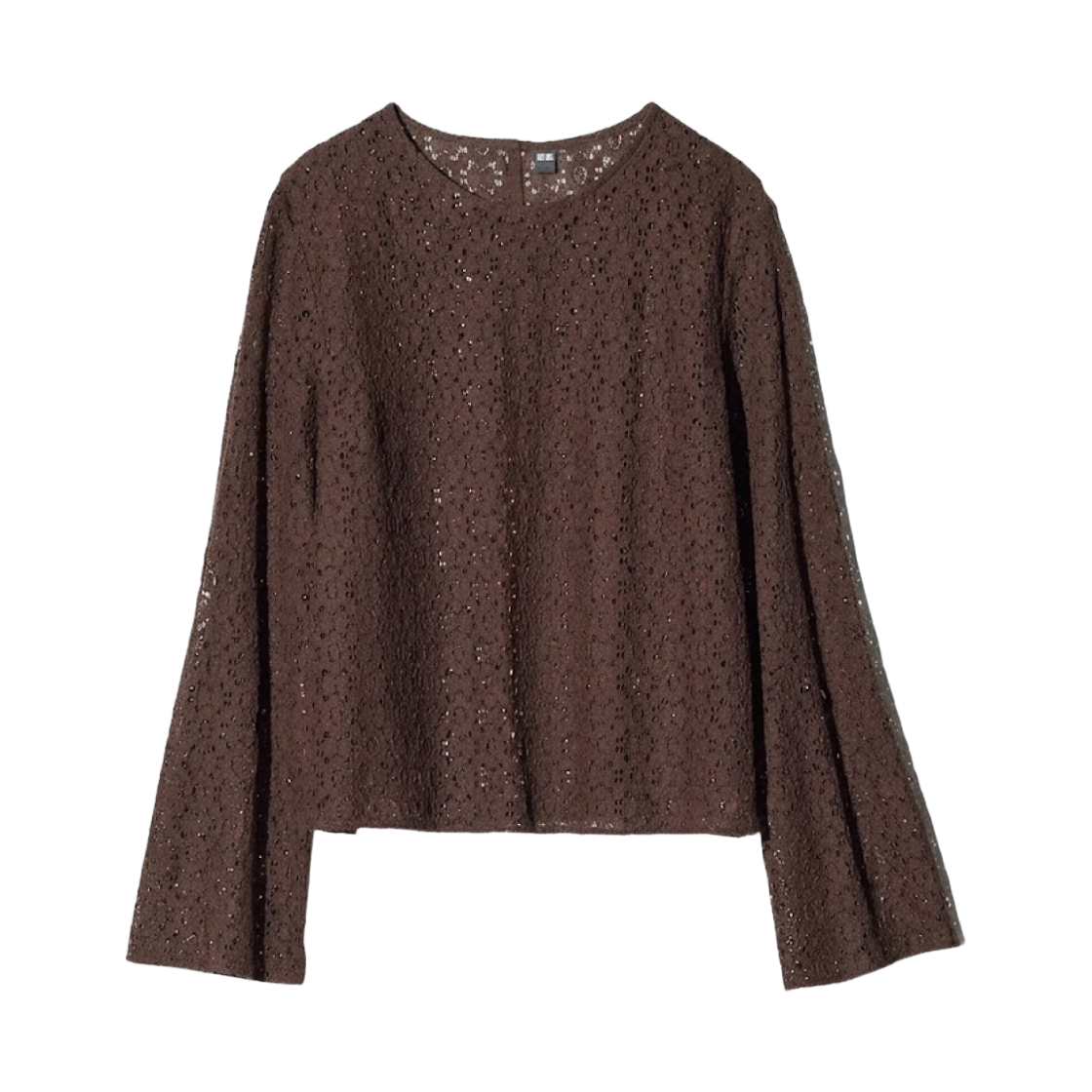 489765-38 (W) Uniqlo Lace Blouse Dark Brown - JP
