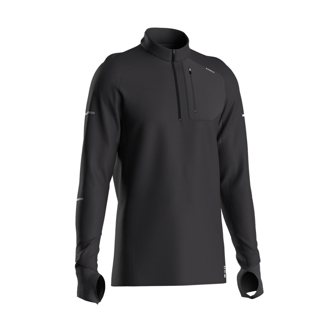8809715 DECATHLON Men's Half-Zip Running Long-Sleeved T-Shirt Run Warm 900 Graphite Grey