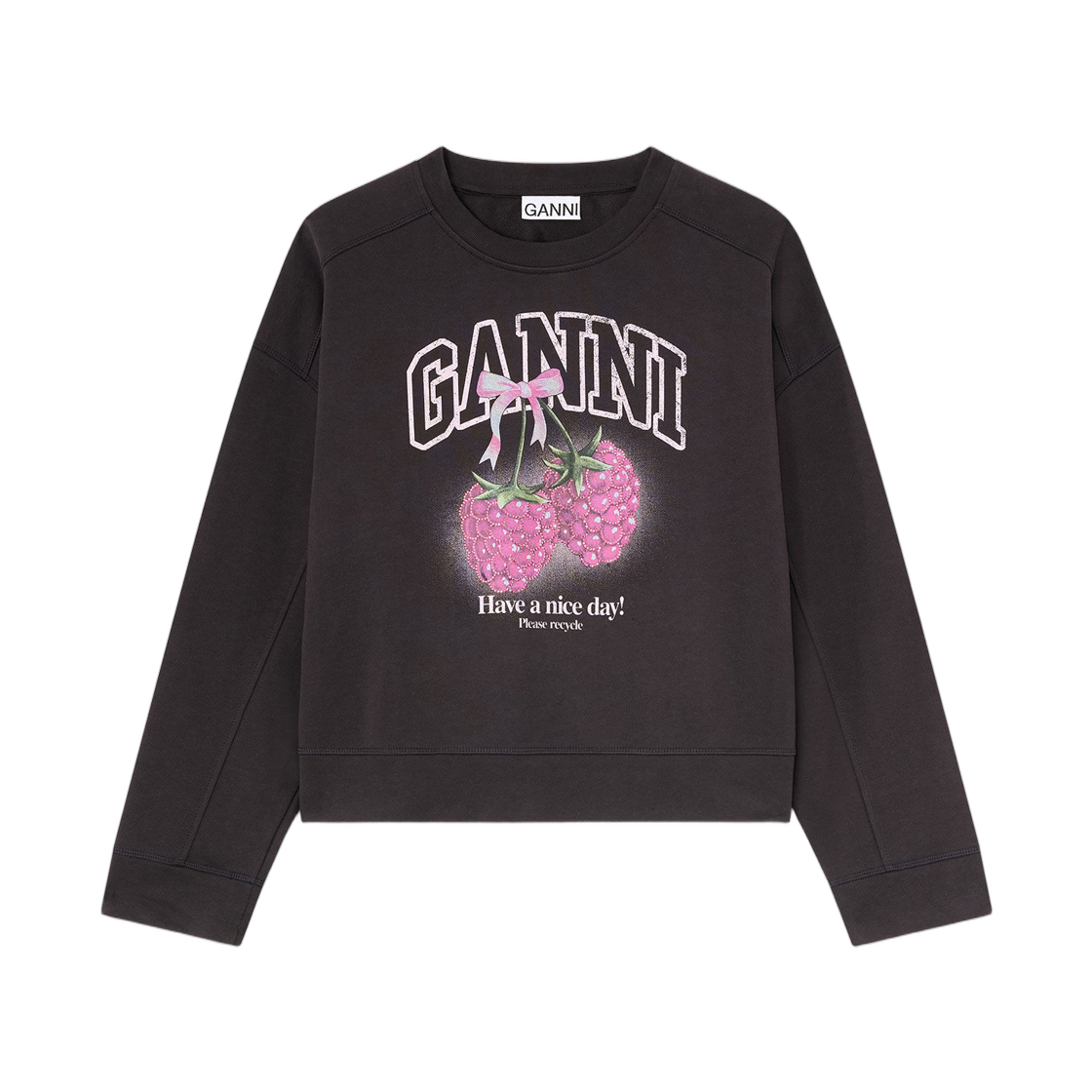 A1060076-252 (W) Ganni Crewneck with Raspberries Phantom