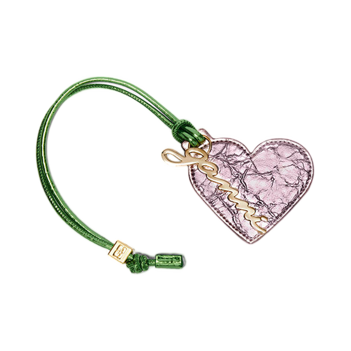 B3010051-499 Ganni Heart Mirror in Metallic Silver Pink