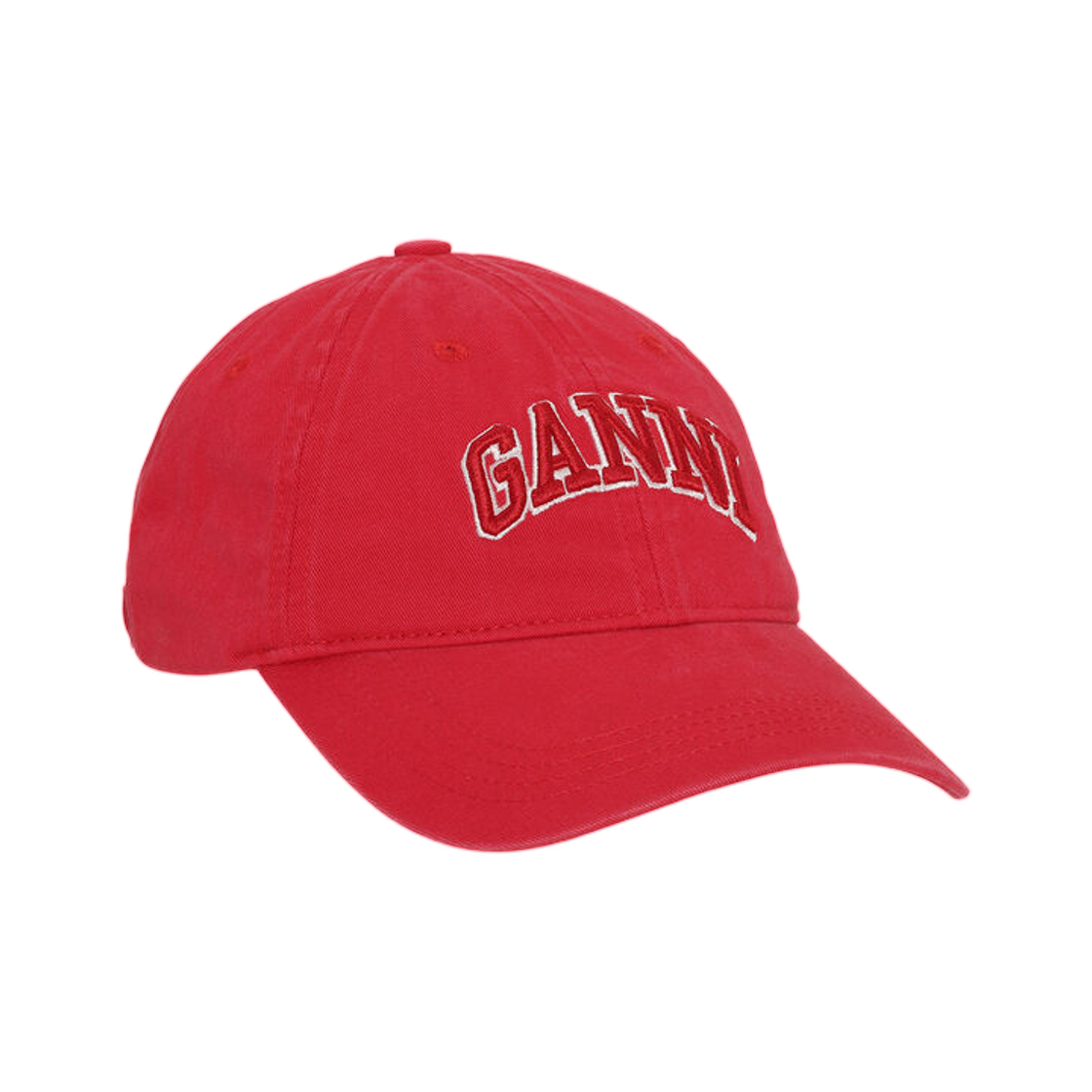 A69035951-403 Ganni Red Canvas Cap Fiery Red