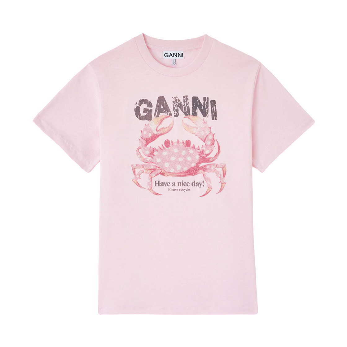 A1050197-868 (W) Ganni T-Shirt with Crab Chalk Pink