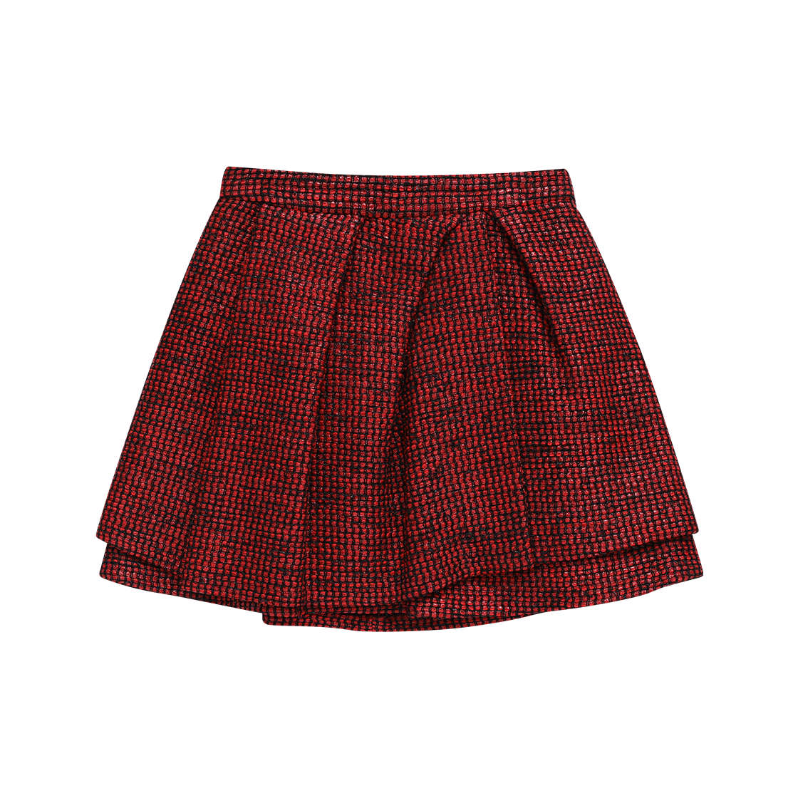 (W) 송지오 컬렉션 메탈 트위드 드레이프 스커트 레드((W) SONGZIO COLLECTION Metal Tweed Drape Skirt Red) - 2