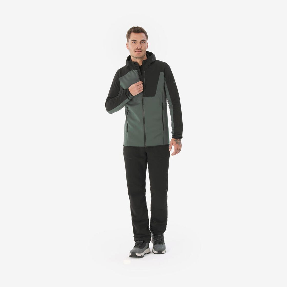 데카트론 남성 등산 플리스 재킷 스트레치 MH500 스모크 그린(DECATHLON Men’s Mountain Hiking Stretch Fleece Jacket MH500 Smoke Green) - 2
