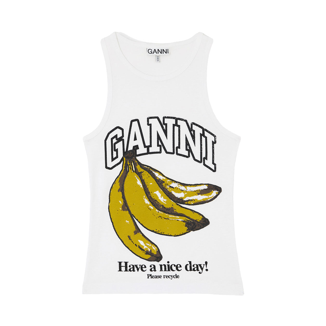 A1040427-151 (W) Ganni Tank Top with Banana Bright White