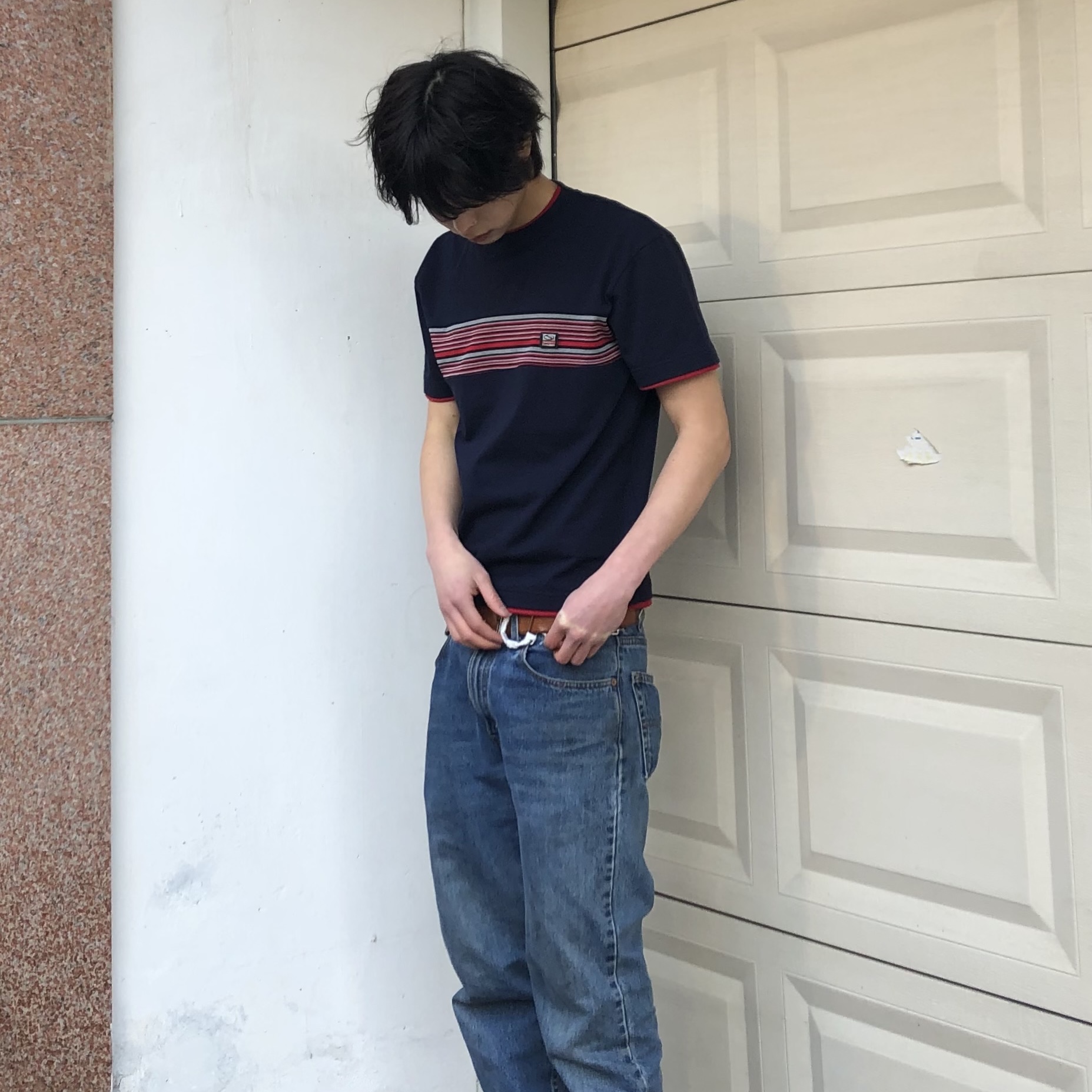 SPORT CHAMBER Spectrum T-shirt NAVY 착용 스타일 - 1