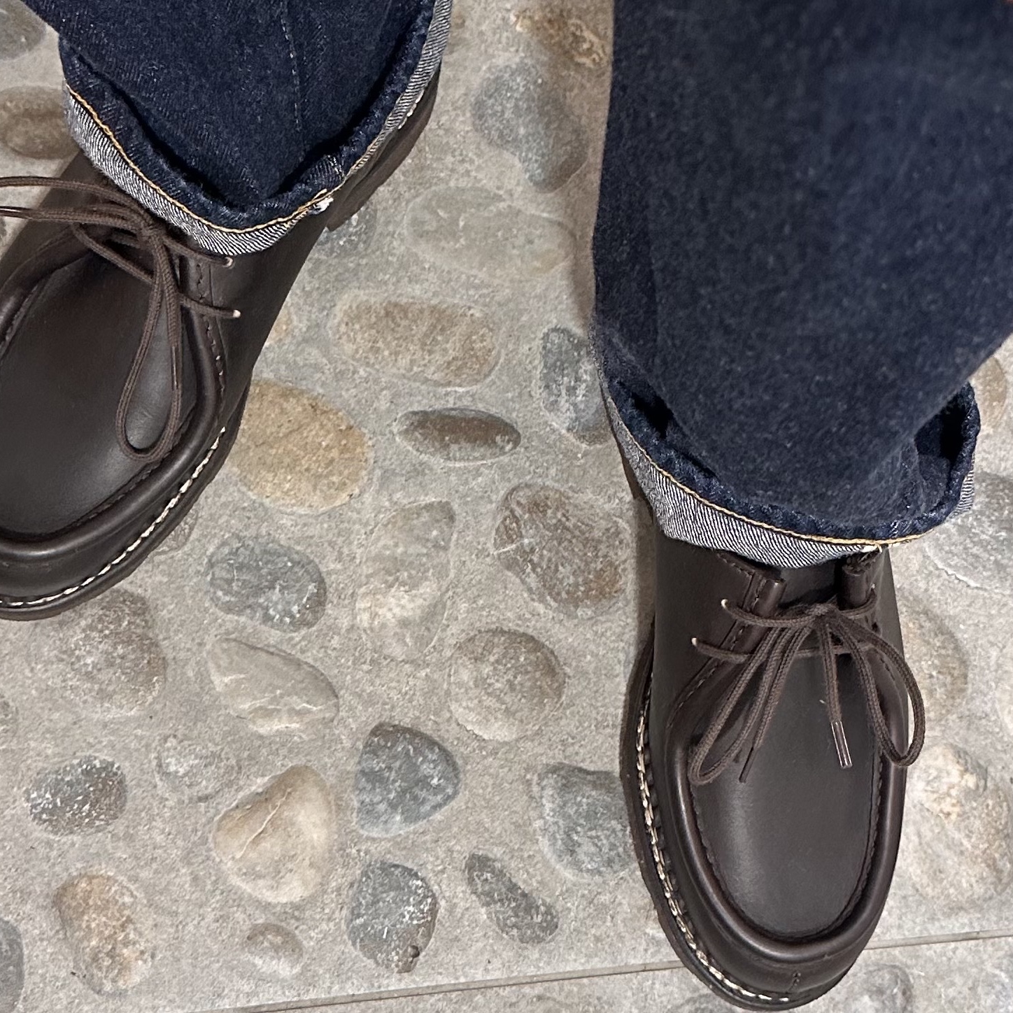 Paraboot Michael Lisse Cafe, Guidi 992X Horse Full Grain Leather Derby Black 착용 스타일 - 4