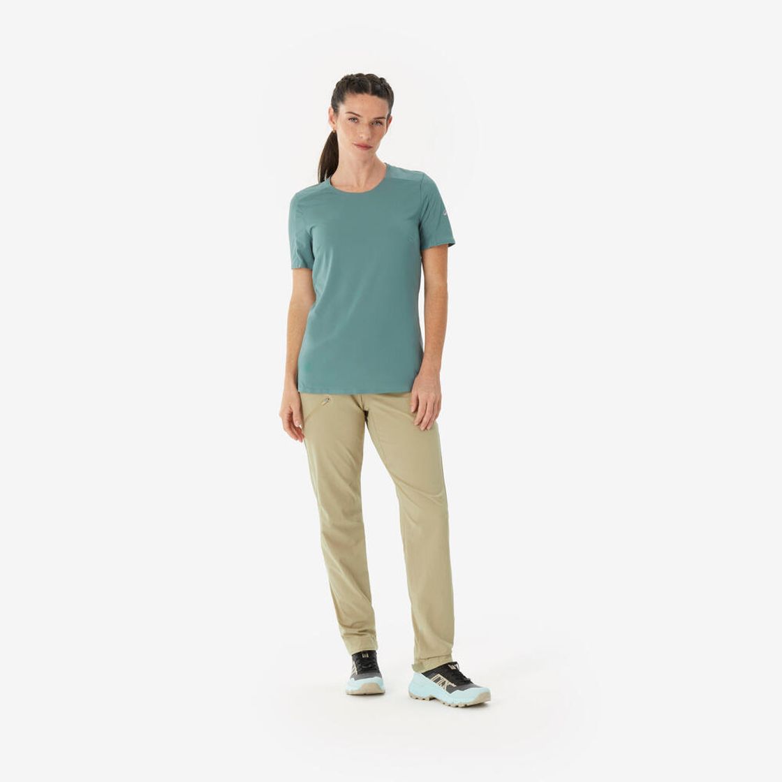 데카트론 여성 경량 하이킹 반팔 티 MH500 애쉬 그린(DECATHLON Women's Lightweight Hiking Short-Sleeved T-Shirt MH500 Ash Green) - 2