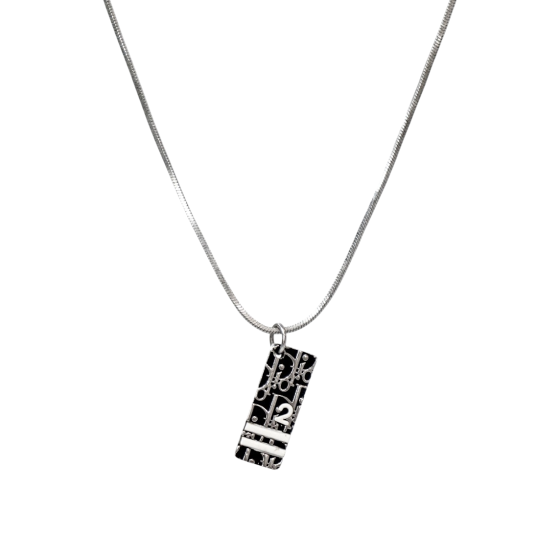 디올 블랙 트로터 실버 목걸이 A-B53967