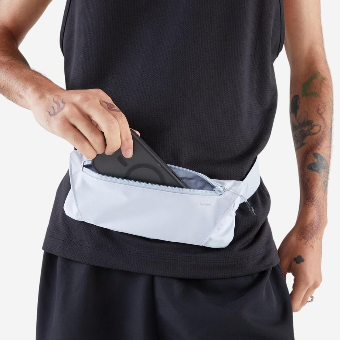 데카트론 러닝 스마트폰 벨트 베이직 2 포기 블루(DECATHLON Running Smartphone Belt Basic 2 Foggy Blue) - 4