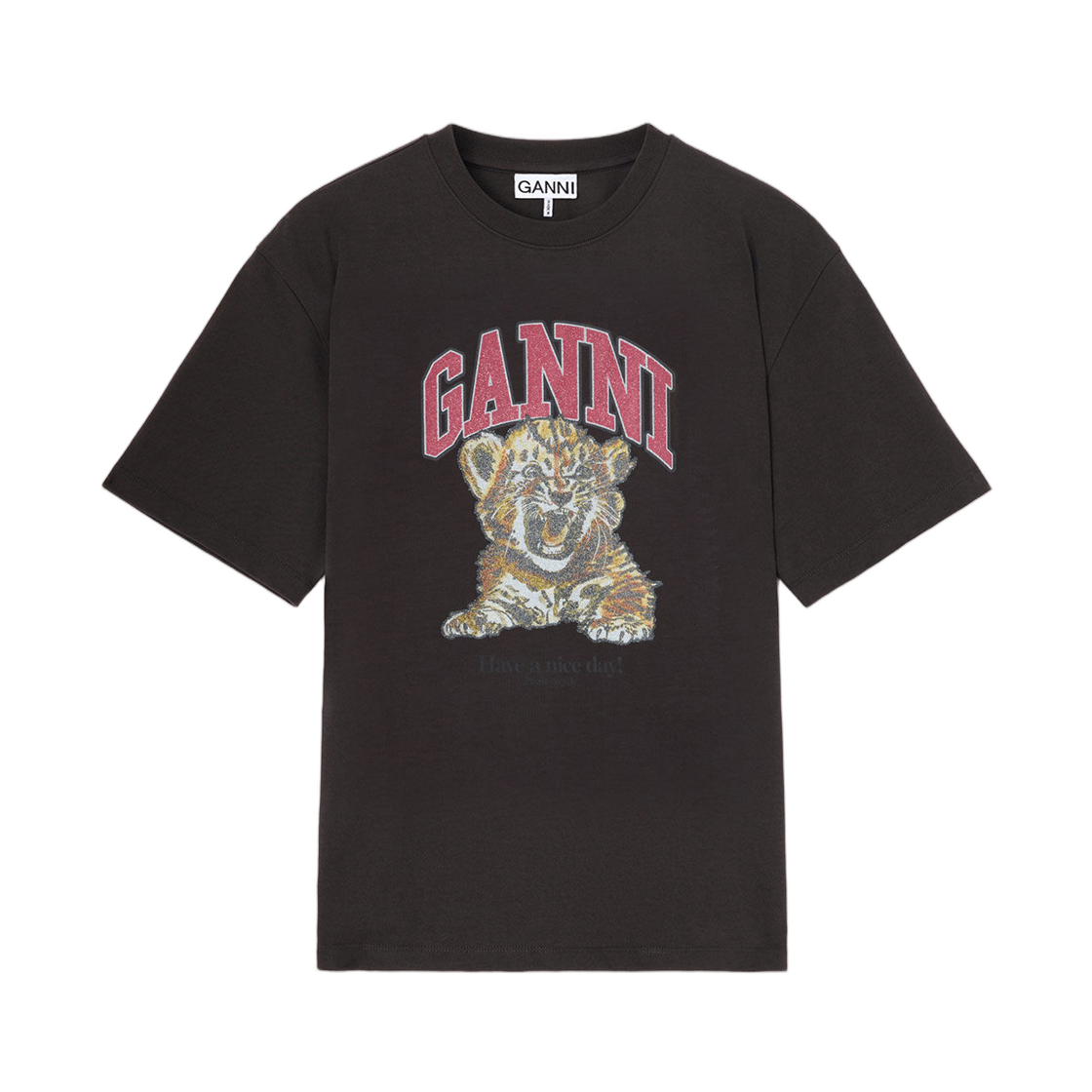 A1050248-252 (W) Ganni T-Shirt with Tiger Phantom
