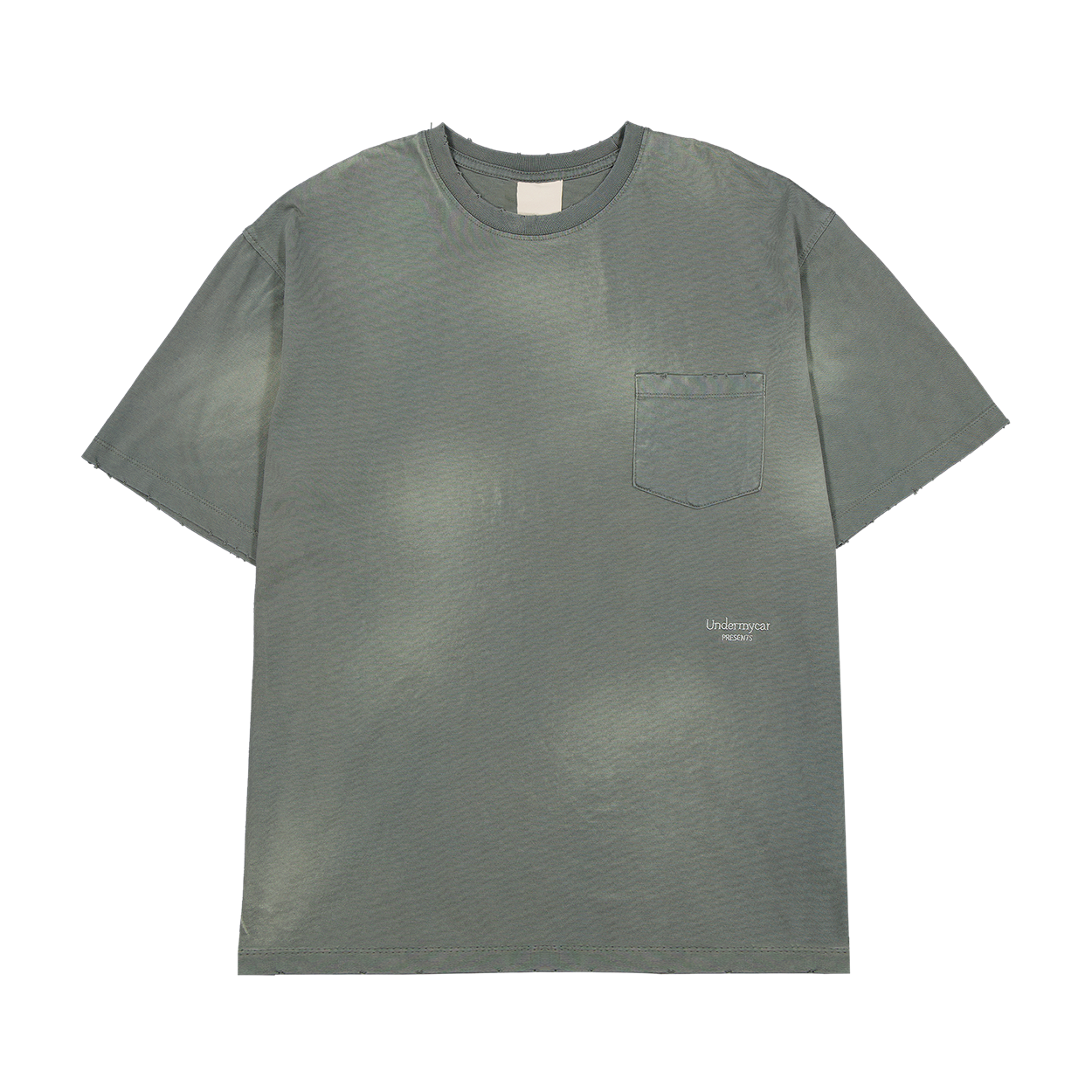 언더마이카 무.166 클래식 로고 워시드 포켓 티셔츠 카키