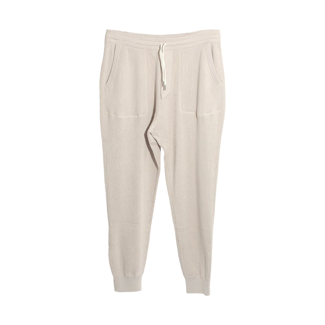 M29201019G-C7944 Brunello Cucinelli Cotton English Rib Knit Zipper Cuffs Trousers Beige